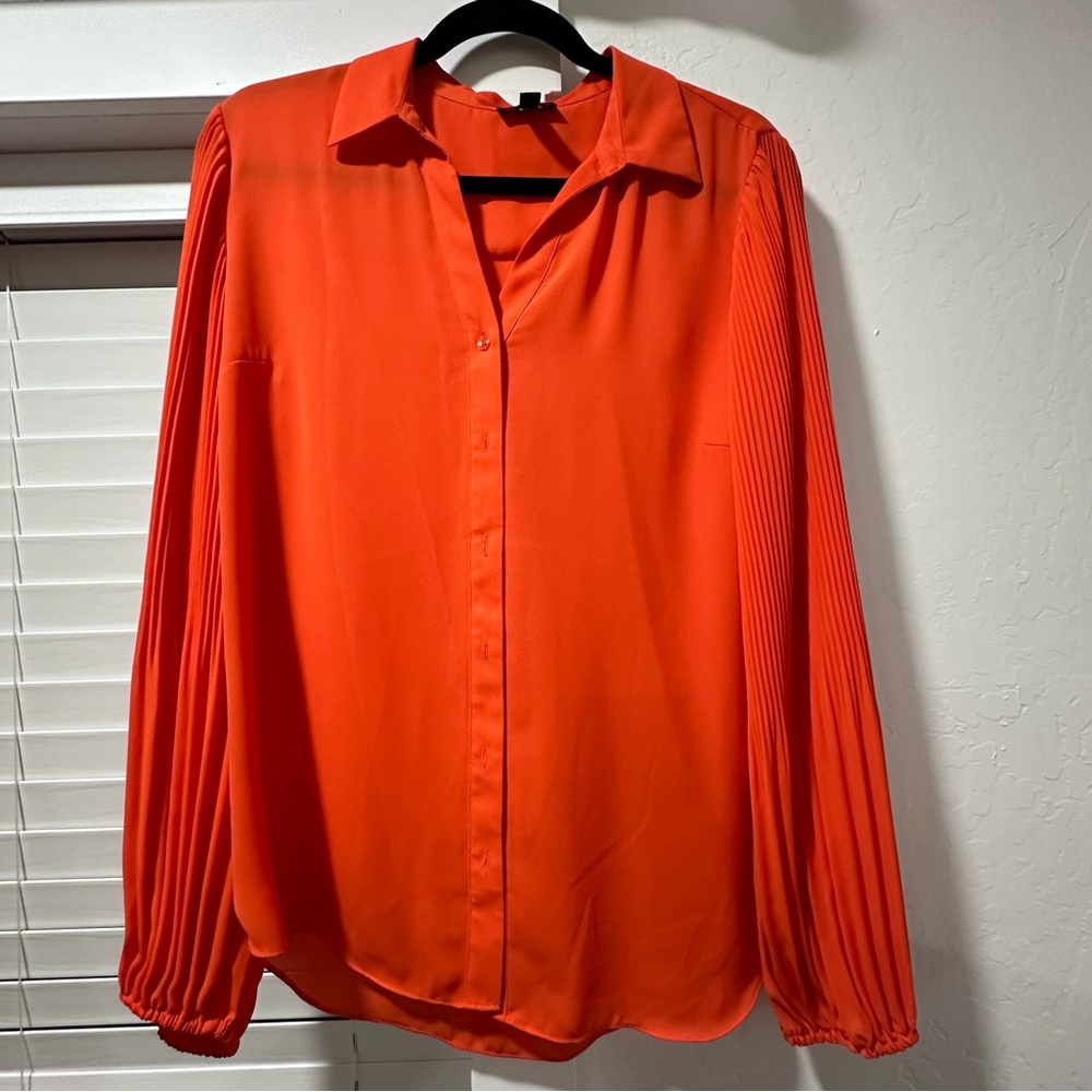 Beautifully Vibrant Orange Button Down Blouse